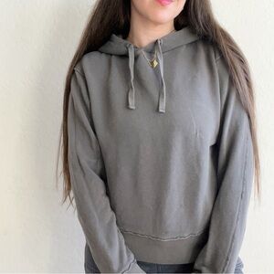 VINCE Women's Raw-Edge Smoke Hoodie Dark Grey